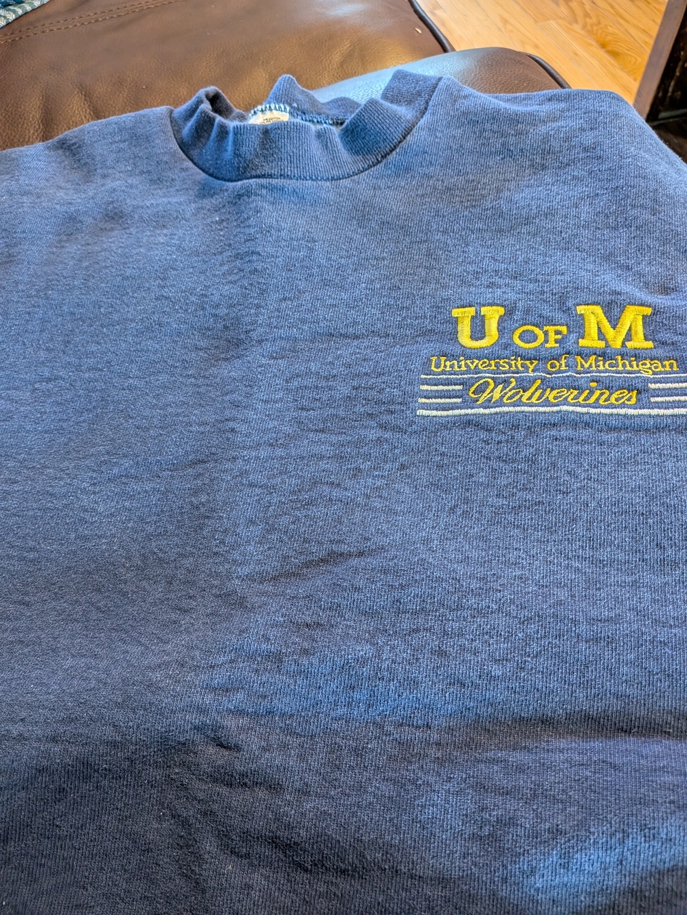 Fruit of the Loom Navy Blue Crewneck with Yellow University Embroidery